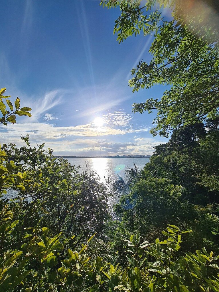 Cabana na árvore à beira do lago com vista incrível