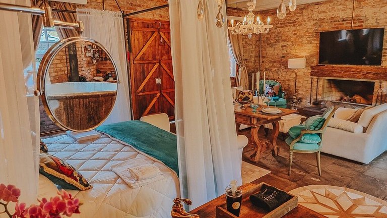 Casa histórica vista Vinhedo e lareira Gramado